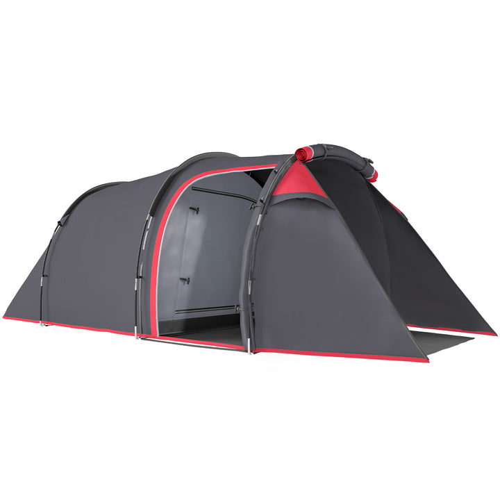 2-3 Person Tunnel Tent with Sewn-in Groundsheet, Air Vents, Rainfly, 2000mm Water Column, Camping Tent with 1 Bedroom, Inbuilt Porch, Living Area for Camping, Hiking, Grey