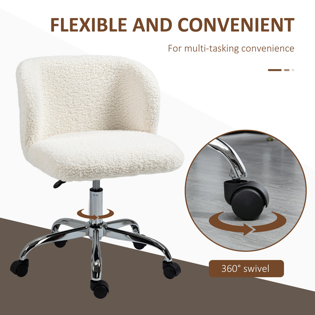 Office Chair with Adjustable Height and Wheels - White