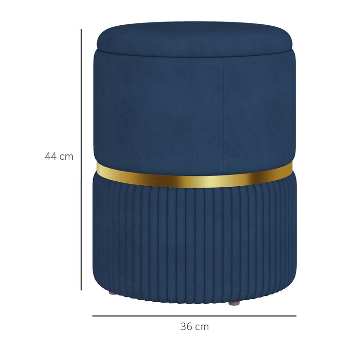 Velvet-Feel Storage Ottoman - Blue