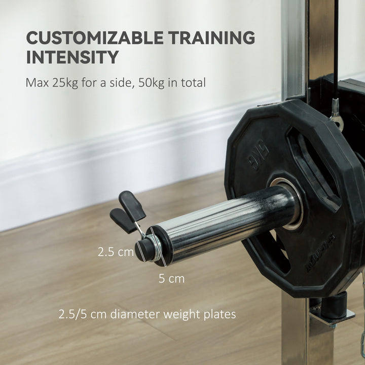 3 In 1 Smith Machine with Dual Cable Pulley System, Chest Press Station, 17-Level Squat Rack and Barbell Bar