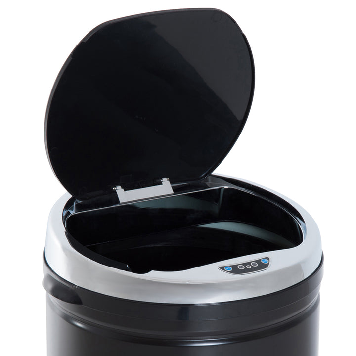 50L Sensor Bin with Quiet Soft-Close Lid, Automatic Touchless Motion Sensor Rubbish Bin with Fingerprint Resistant, Stainless Steel for Hygienic Kitchen, Home Office Use, Black