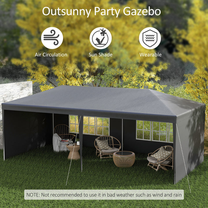 2.95 x 5.83 m Semi-Open Gazebo - Dark Grey