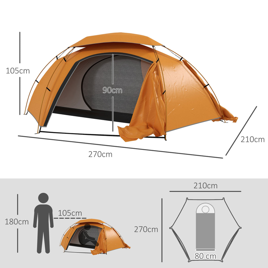 Outsunny Dome Camping Tent with Aluminium Frame, 2000mm Waterproof, Removable Rainfly, for 1