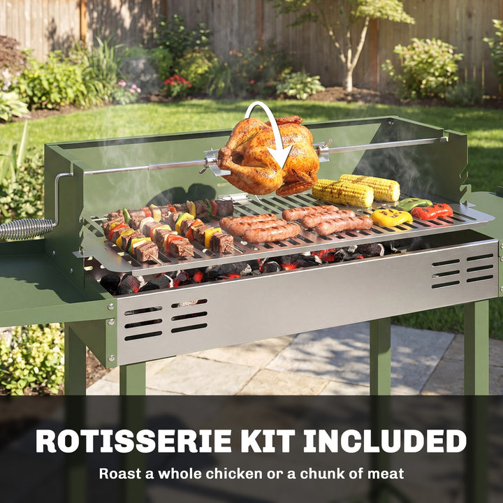 BBQ Rotisserie Grill Roaster Charcoal Spit Roasting Machine for Chicke