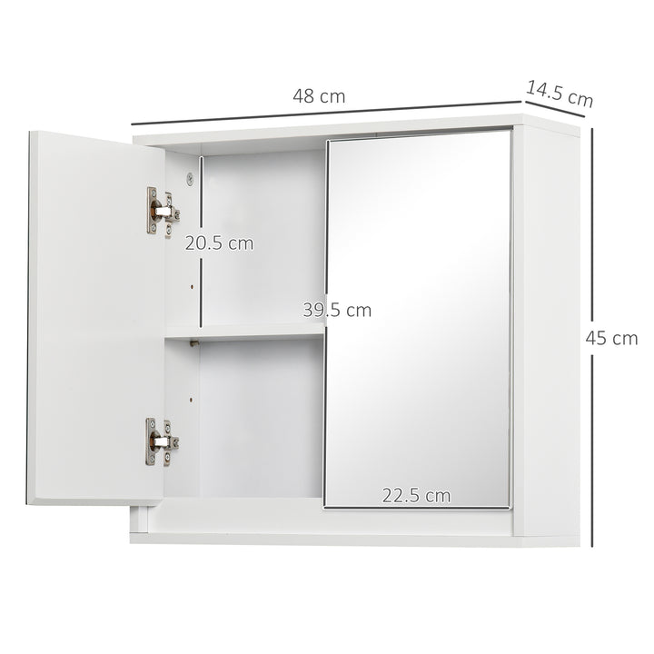 HOMCOM Bathroom Wall Cabinet with Mirror, 1 Internal Adjustable Shelf, Cushioned Door without Noise, for Mirrored Vanity, Bedroom, White | Aosom UK