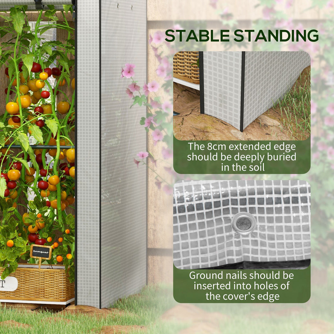 Mini Greenhouse with 4 Wire Shelves, Portable Tomato Greenhouse, Upgraded Garden Grow House for Plants with Roll Up Door and Vents, 100 x 80 x 150cm, White