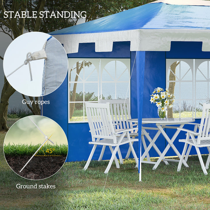 3 x 4 m Garden Gazebo Shelter Marquee Party Tent with 2 Sidewalls for Patio Yard Outdoor, Blue