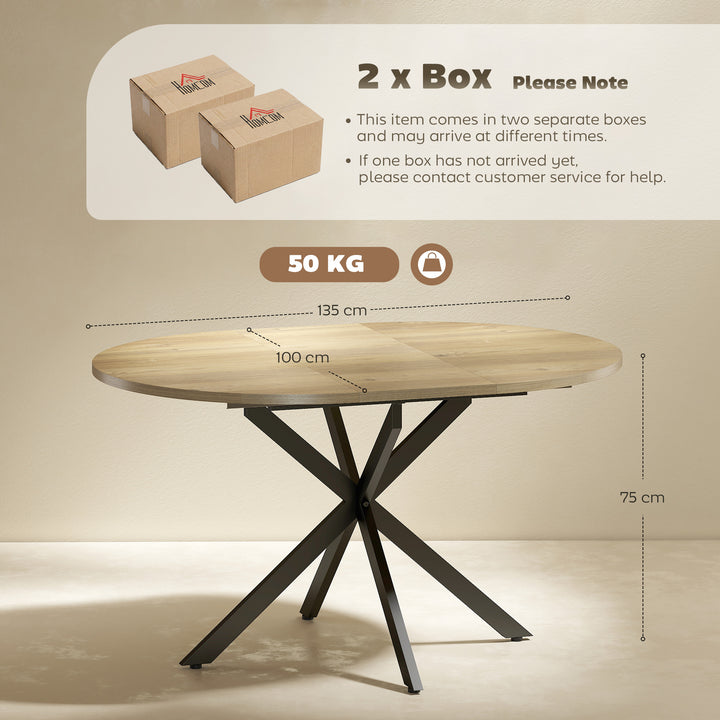 Extendable Dining Table for 4-6, Industrial Kitchen Dinner Table with 