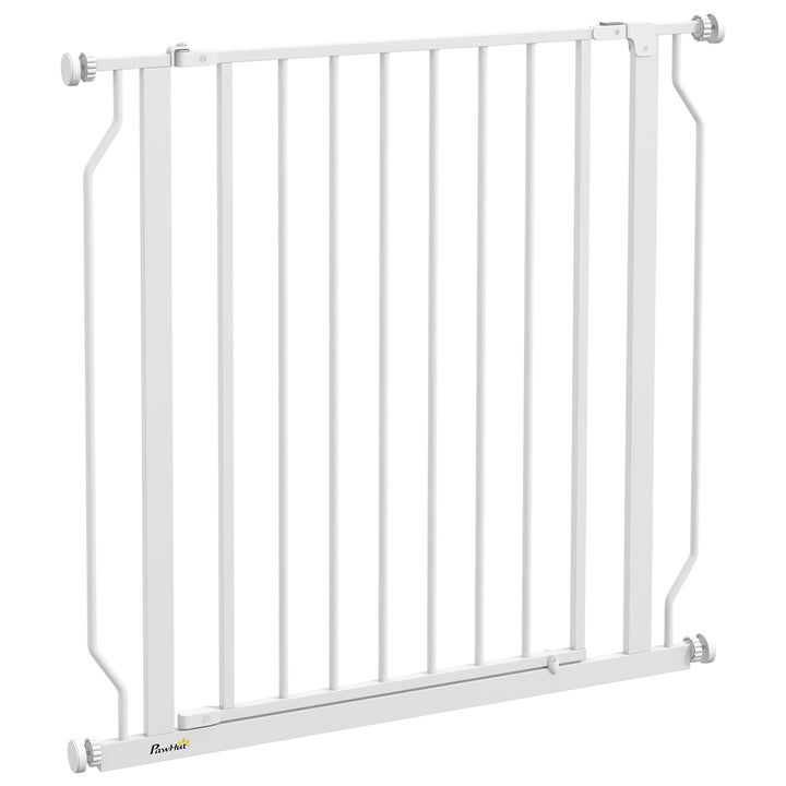 PawHut Extra Wide Dog Safety Gate, with Door Pressure, for Doorways, Hallways, Staircases - White | Aosom UK