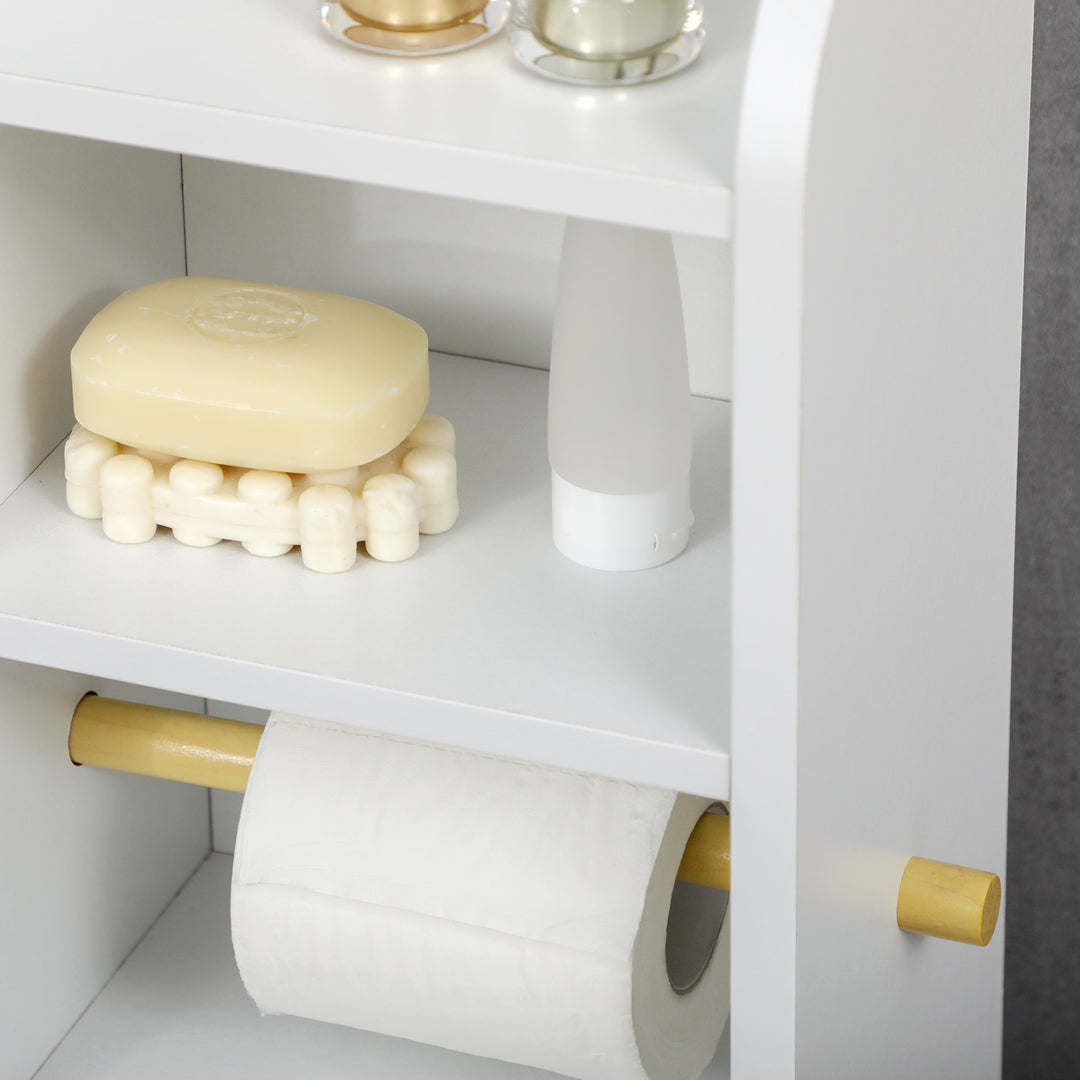 Multi-Storage Narrow Bathroom Cabinet - White