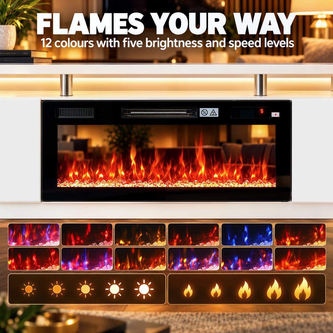 Electric Fireplace TV Stand for 80" TVs, 1800W LED Light - view 5