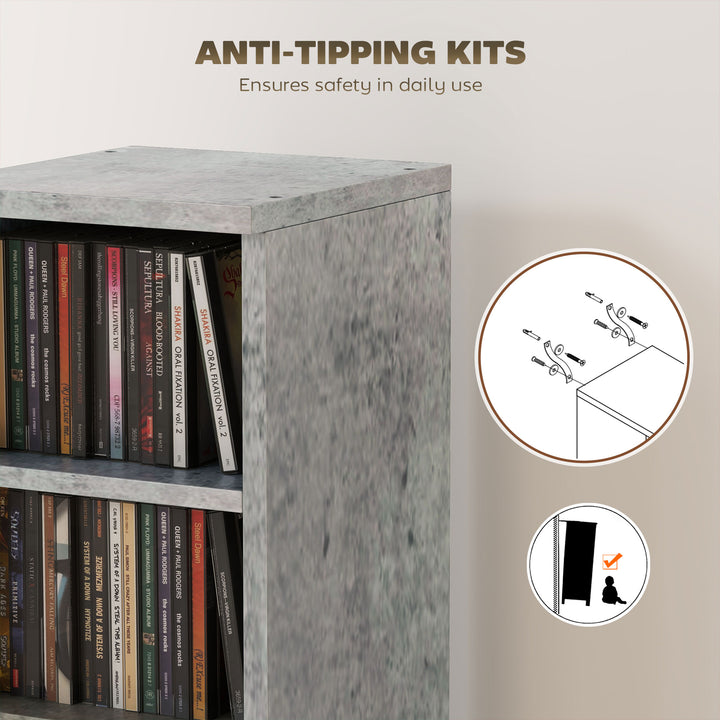 Set of 2 CD Media Display Shelf Unit Tower Rack with Adjustable Shelve