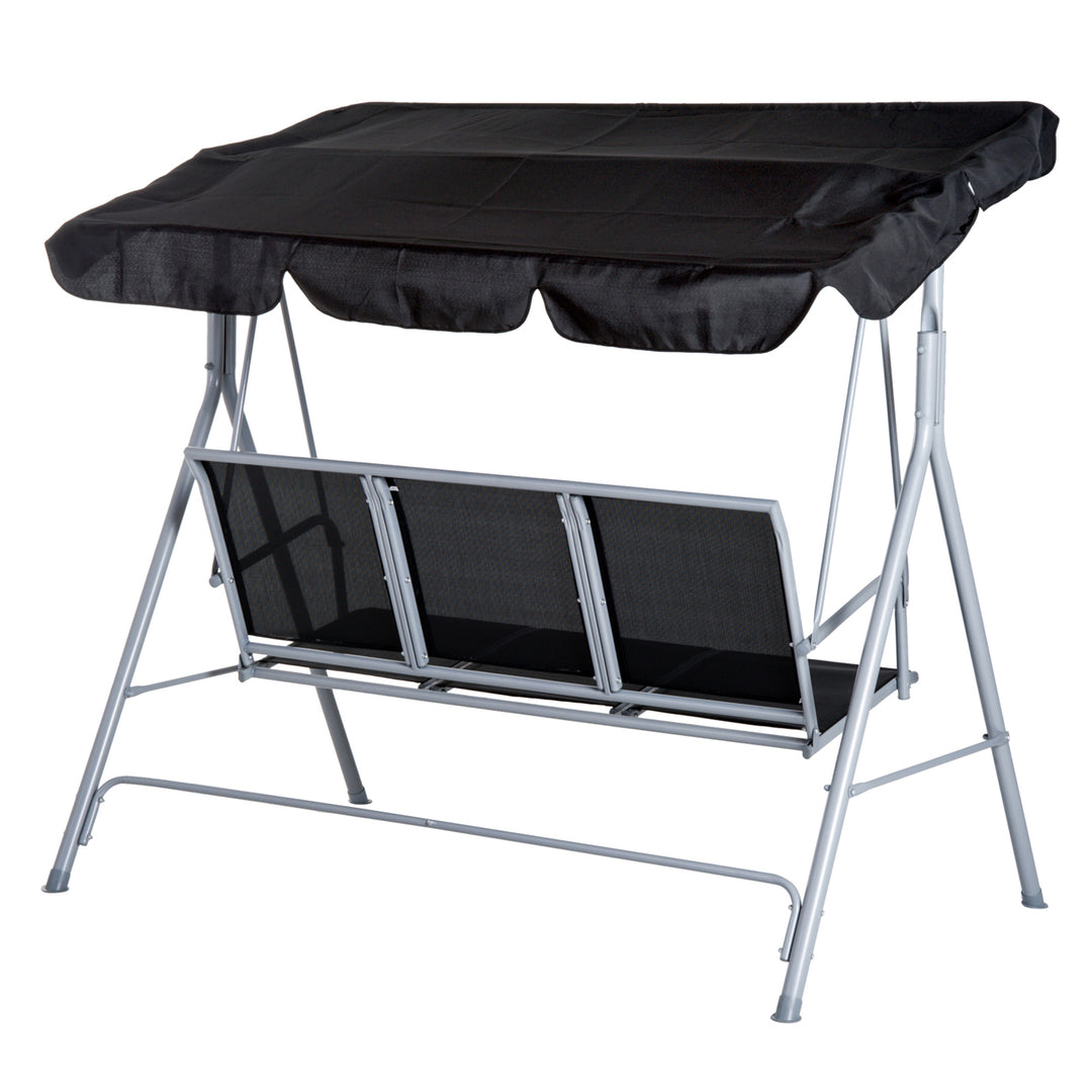 Outdoor 3-Seater Swing Chair-Black