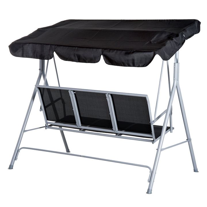Outdoor 3-Seater Swing Chair-Black