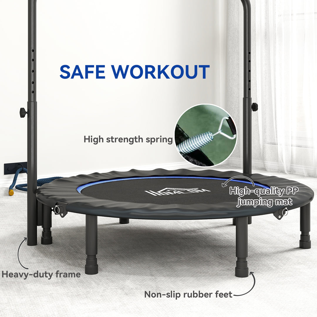 45" Foldable Mini Fitness Trampoline, with Adjustable Foam Handle, Blue