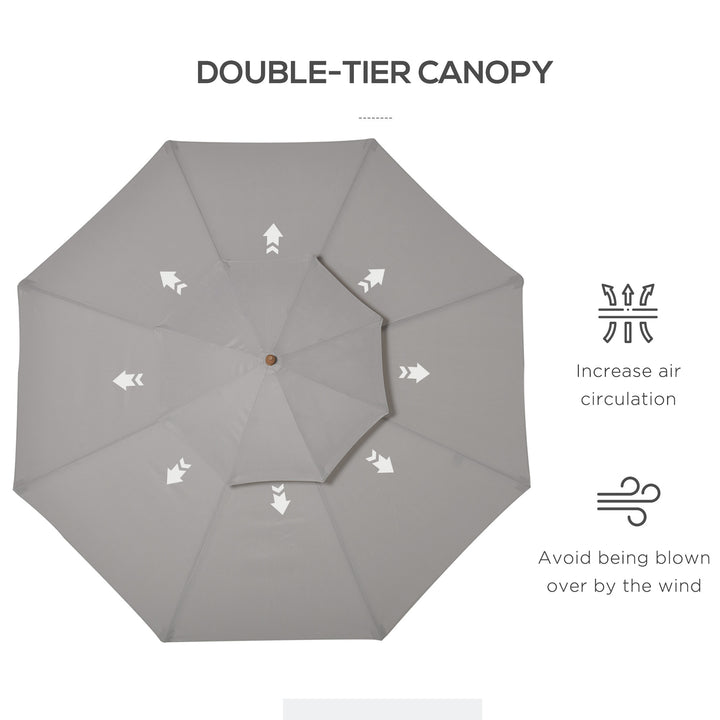 2.7m Elegant Wooden Frame Parasol Umbrella - Grey