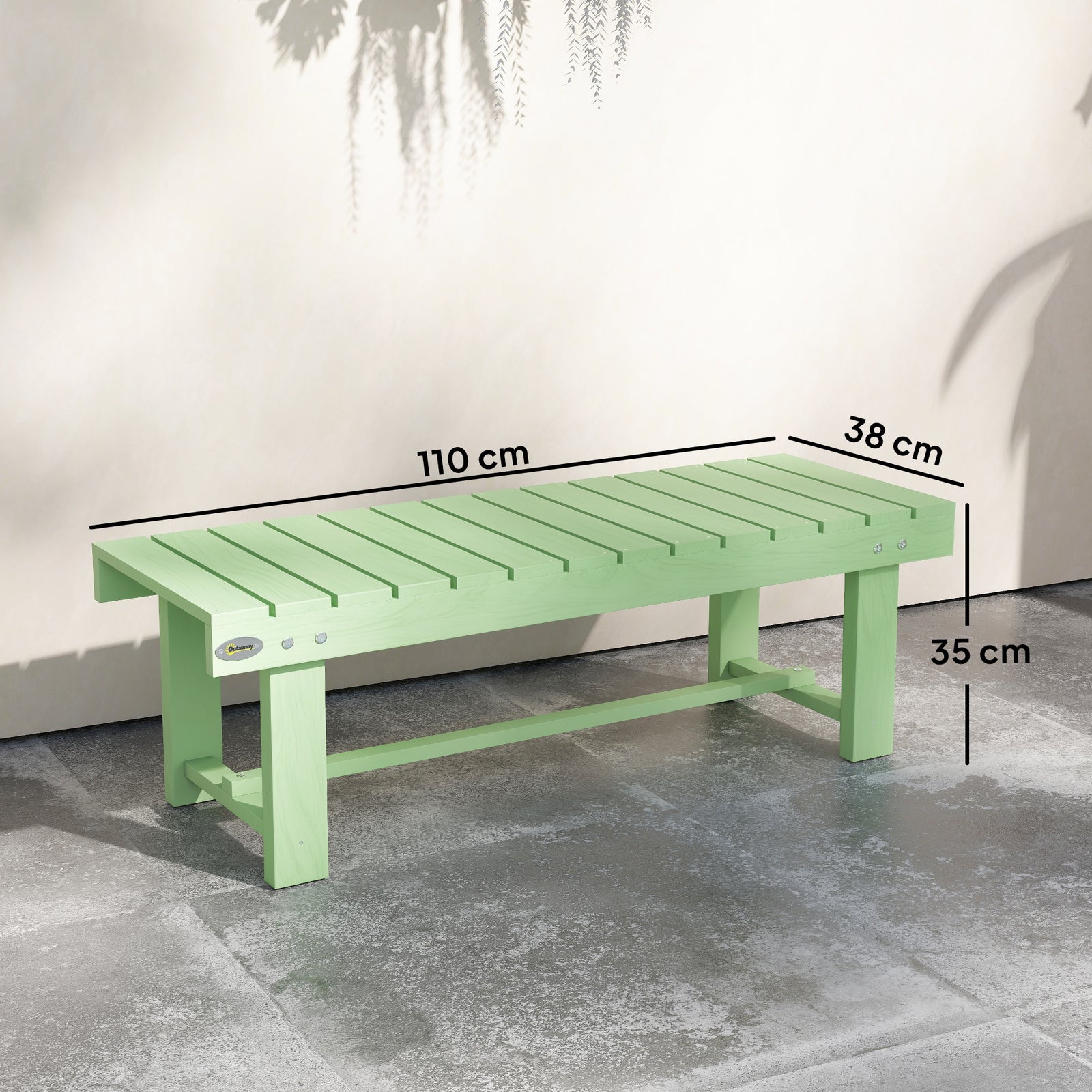 Wooden Garden Bench, Backless Outdoor Loveseat with Slatted Seat, Ligh