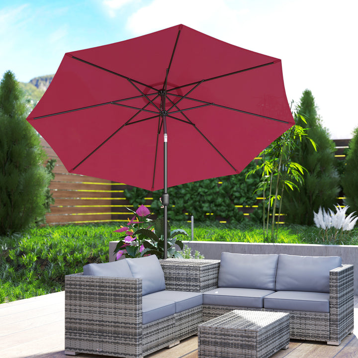 MCL 3(m) Tilting Parasol Garden Umbrellas, Outdoor Sun Shade with 8 Ribs, Tilt and Crank Handle for Balcony, Bench, Garden, Wine Red
