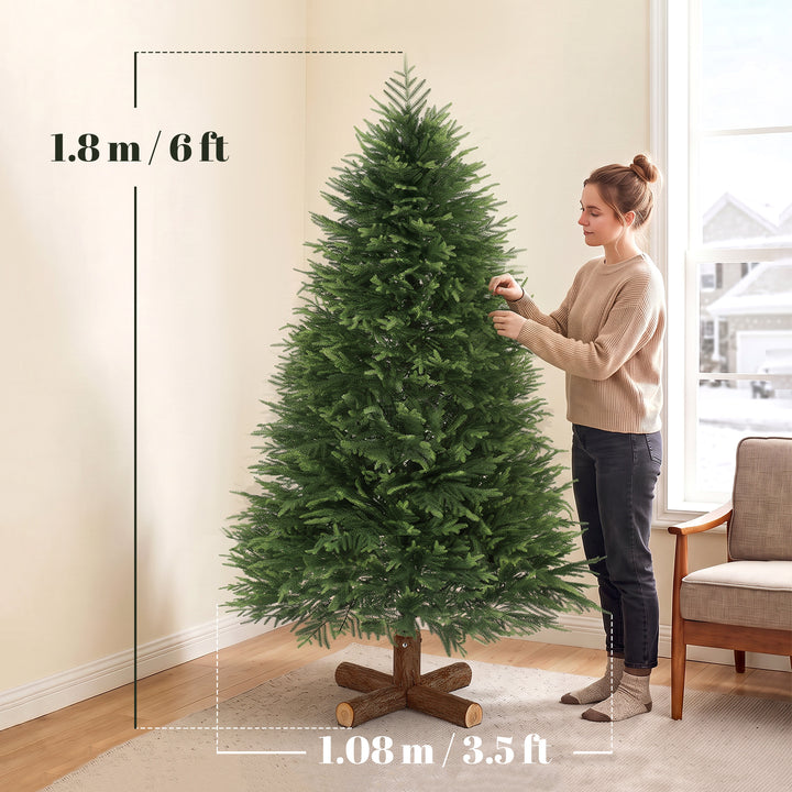 6ft Artificial Christmas Tree, Hinged Xmas Tree with Realistic 751 PE - view 3