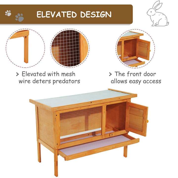 Pawhut Rabbit Hutch,90Lx45Wx65H cm-Fir Wood