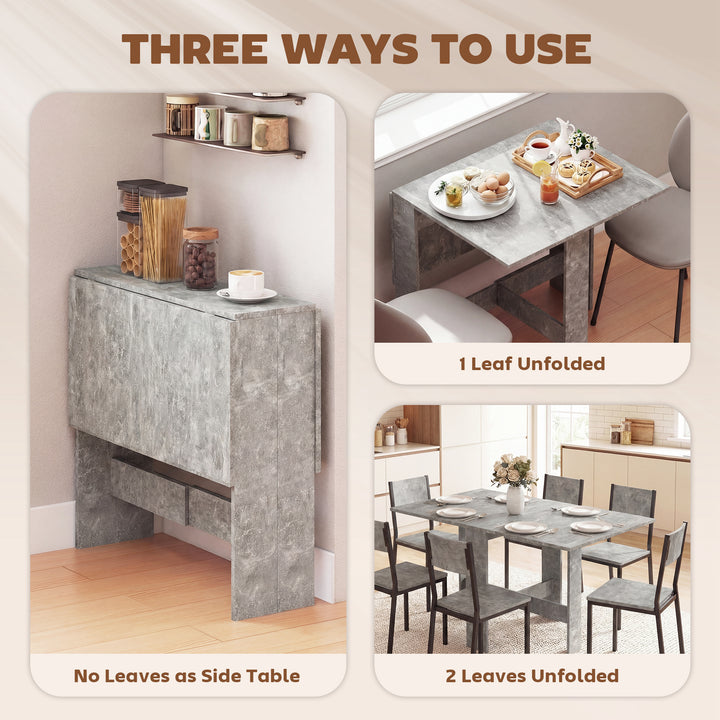 Folding Dining Table, Space-Saving Drop Leaf Kitchen Table for 4-6 Peo