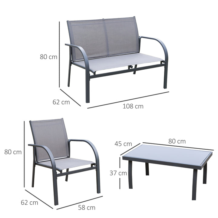 Four-Piece Minimal Garden Patio Set - Grey
