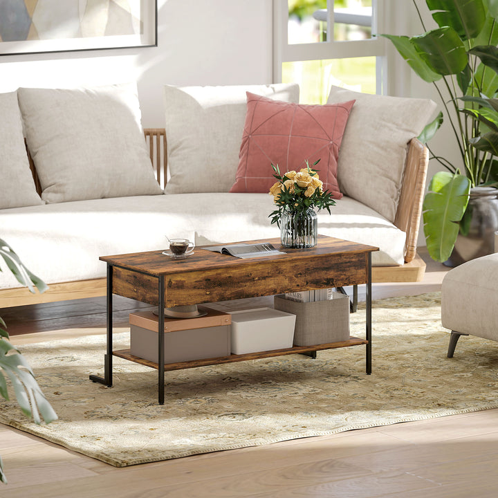 Lift-Top Coffee Table, with Storage - Rustic Brown