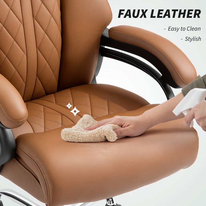 Spring Padded Faux Leather Office Chair - Light Brown