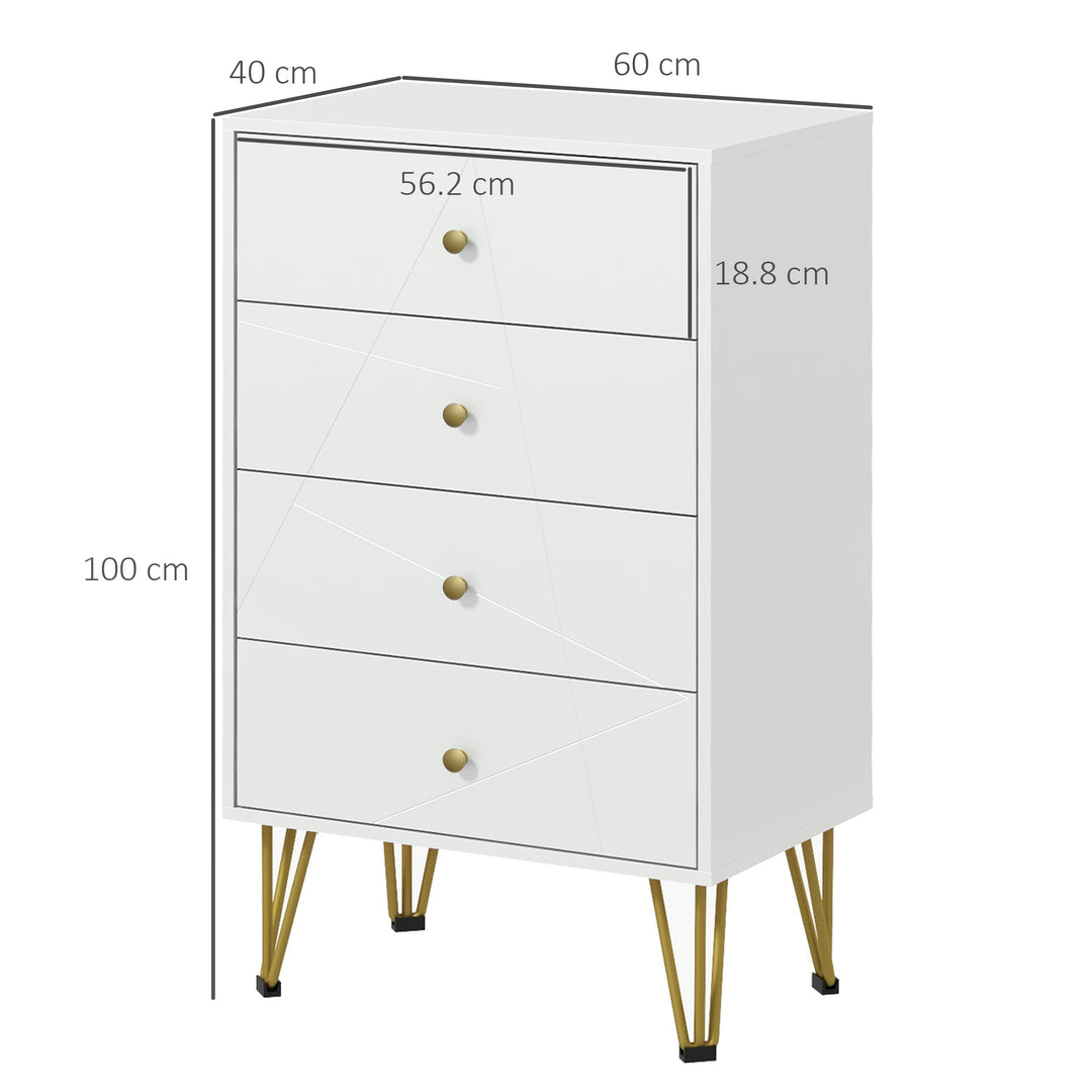 HOMCOM Bedroom Dresser: 4-Drawer Chest with Hairpin Legs, Stylish Storage Solution | Aosom UK