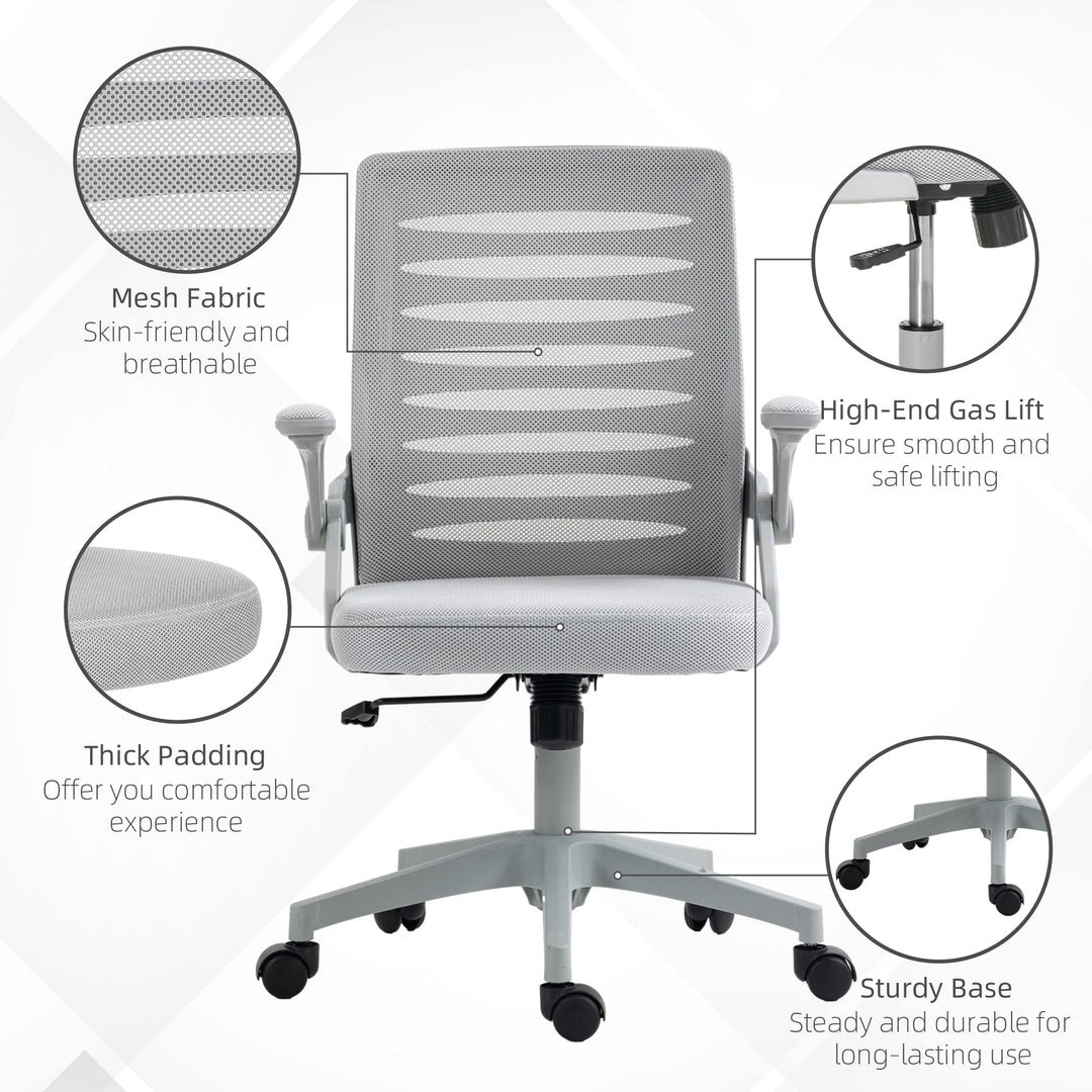 44-53.5cm Adjustable Height Work Chair, with Mesh Back - Grey