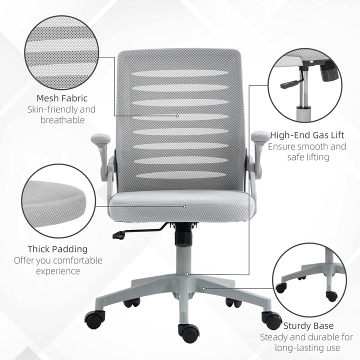 44-53.5cm Adjustable Height Work Chair, with Mesh Back - Grey