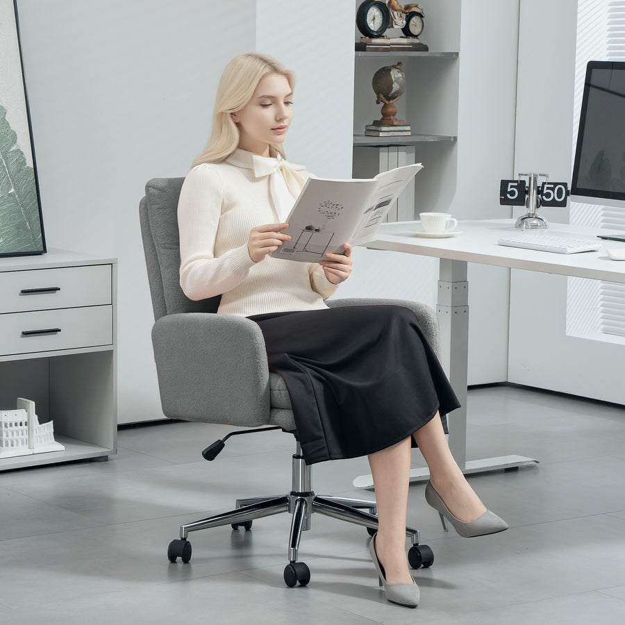 91-99cm Sherpa Fleece Office Chair - Grey