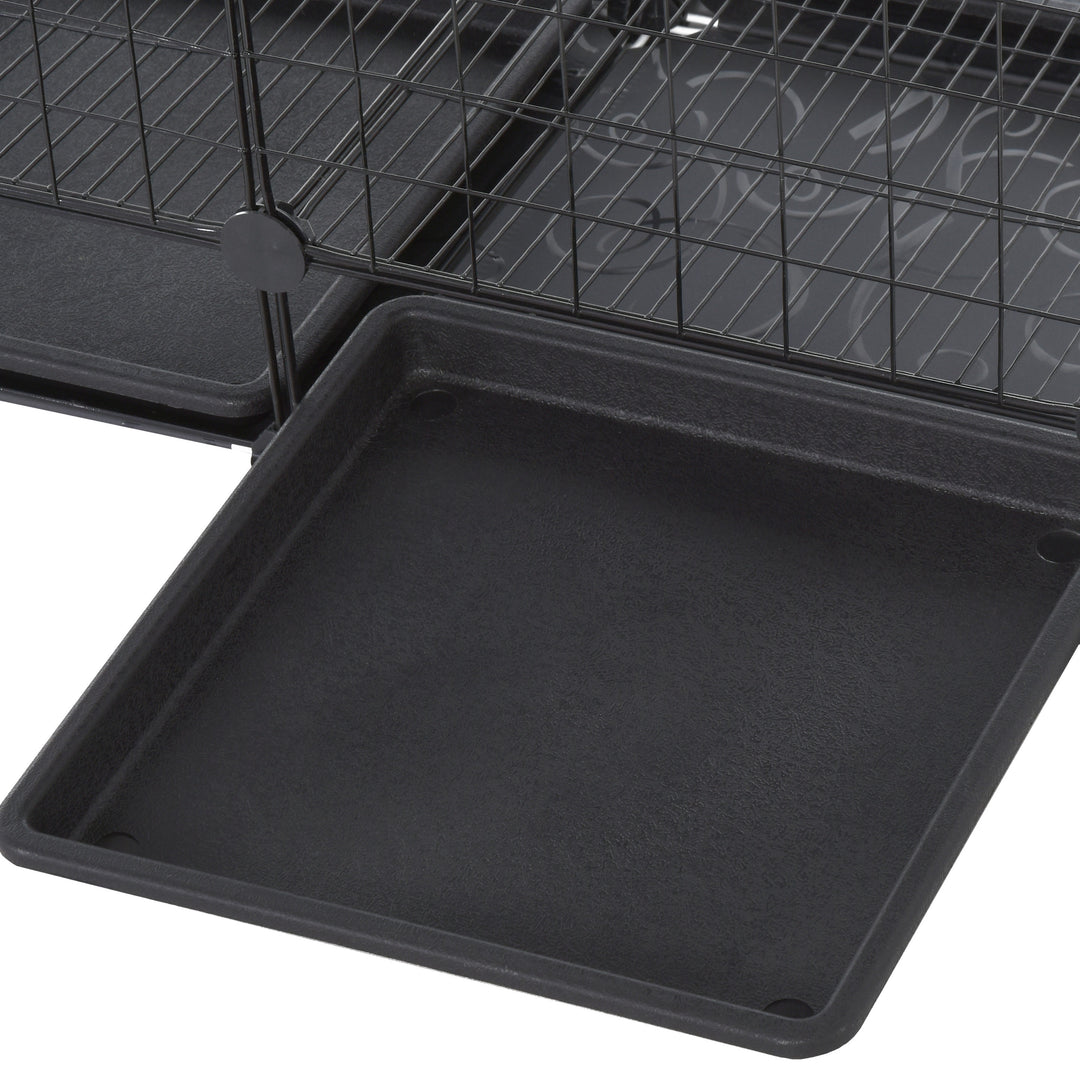 3 Level DIY Pet Playpen Metal Small Animal Cage Rabbit Ferret Chinchillas Cage 4 Doors Bottom Trays Black