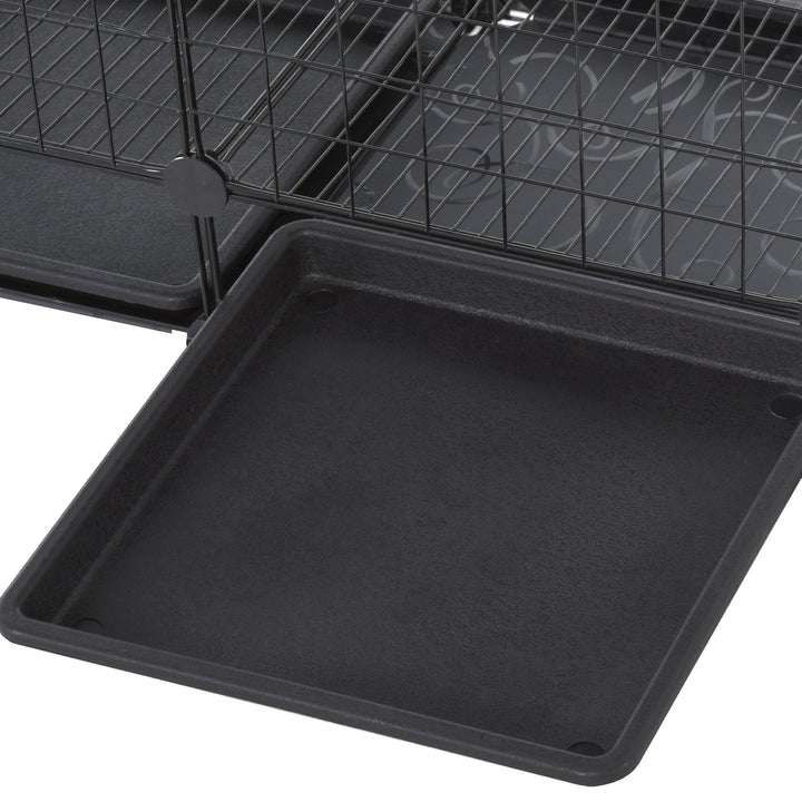 3 Level DIY Pet Playpen Metal Small Animal Cage Rabbit Ferret Chinchillas Cage 4 Doors Bottom Trays Black