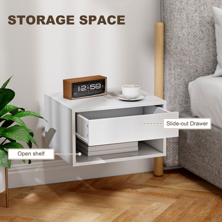 Set of Two Floating Bedside Tables - White