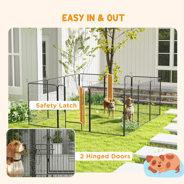 12 Panels Heavy Duty Puppy Playpen, for Small Dogs, Indoor and Outdoor Use - Silver