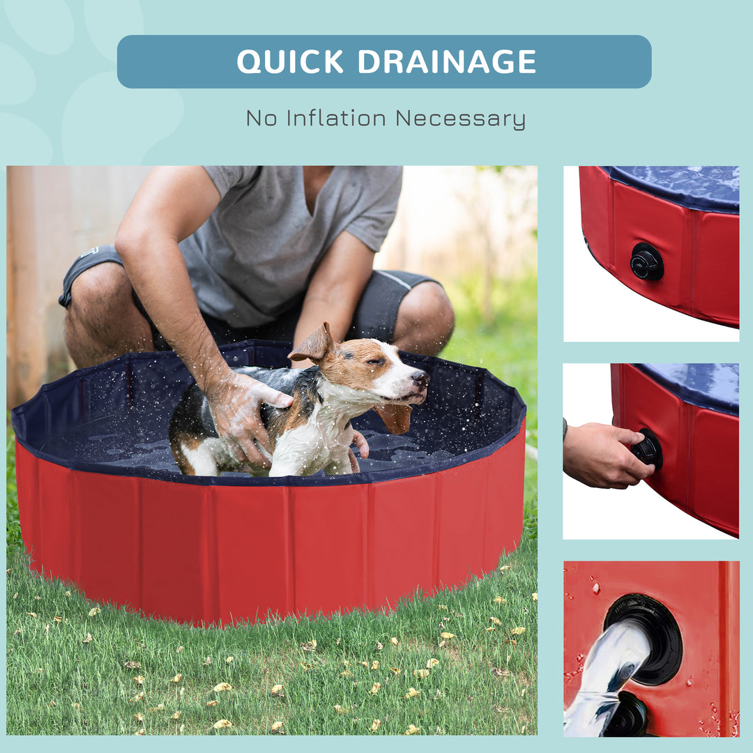 Pawhut Portable Pet Swimming Pool, Foldable Bathing Tub for Dogs and Cats, Non