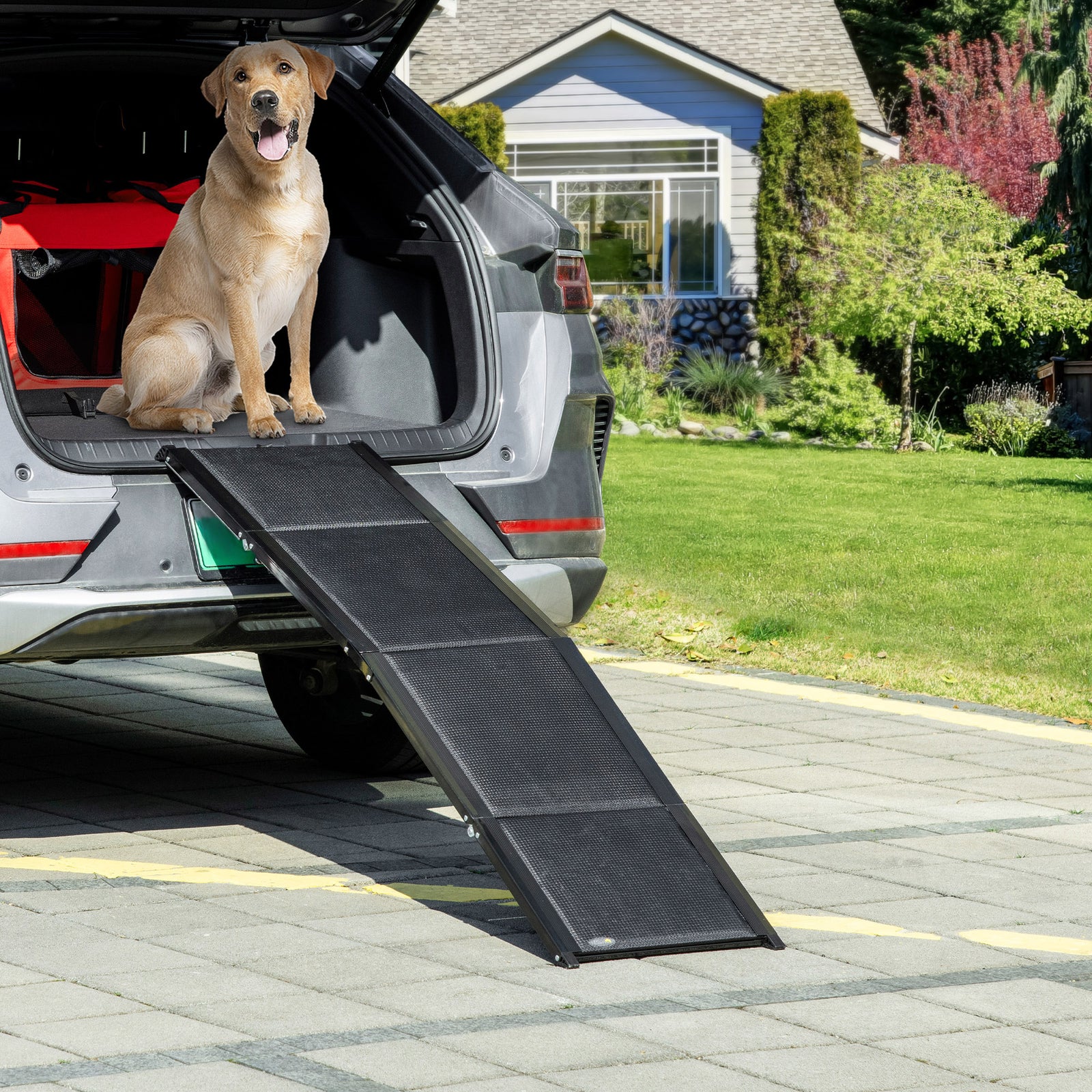 Folding Dog Ramp for Car, Portable Pet Ramp, with Non-Slip Surface, Aluminium Alloy Frame, for XL Dogs