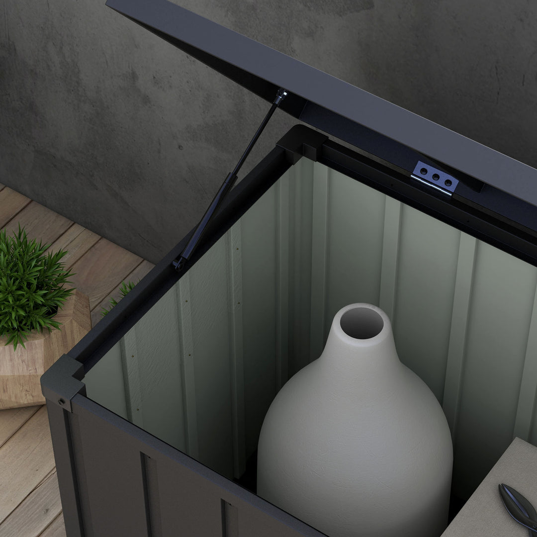 450L Galvanised Steel Garden Storage Box, with Wheels - Dark Grey