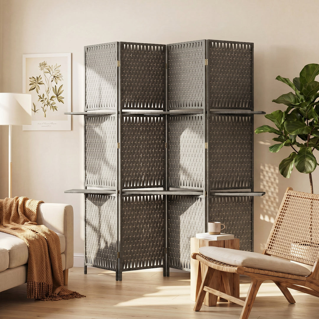 Wave Fibre Freestanding Folding Privacy Screen Panels, Room Divider, G