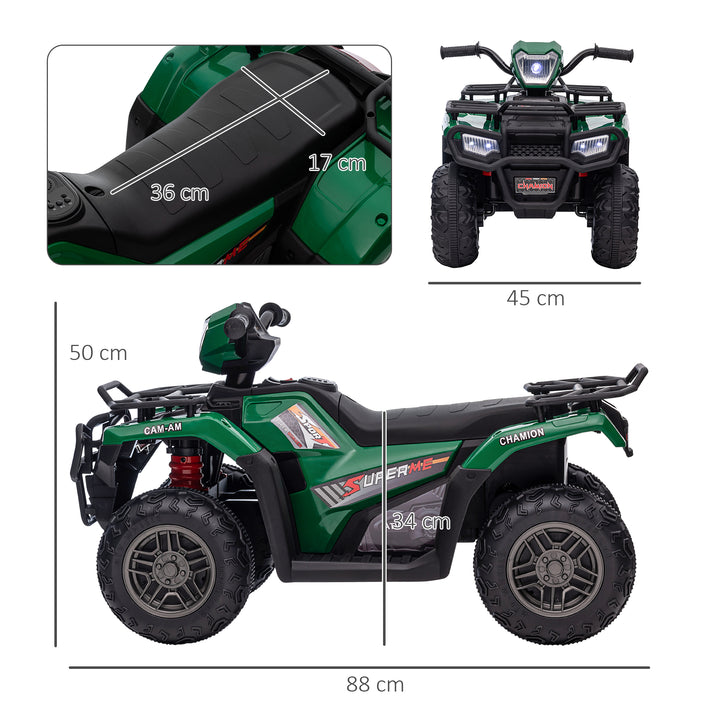 HOMCOM 12V Kids Quad Bike with Forward Reverse Functions, Electric Ride On ATV with Music, LED Headlights, for Ages 3
