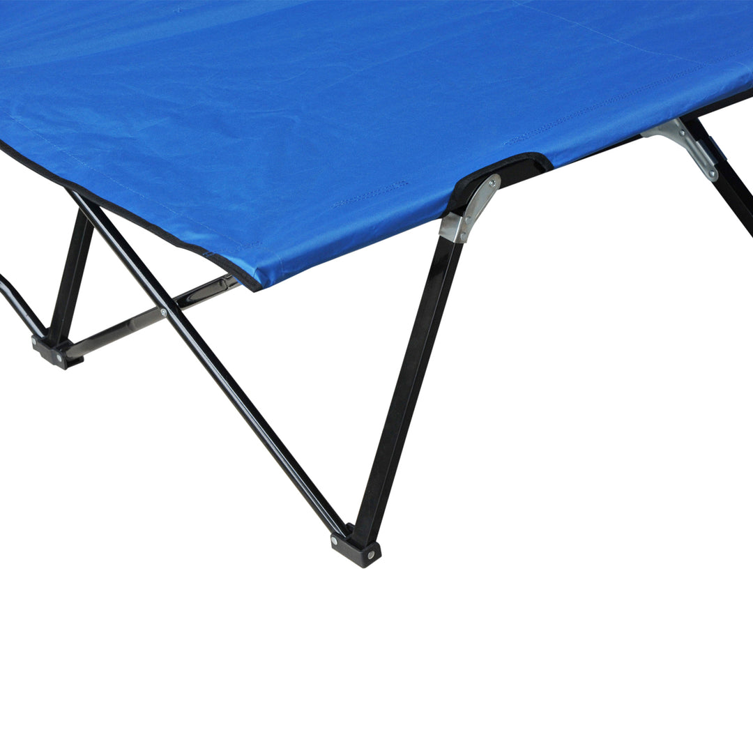 Double Camping Cot Bed, with Bag - Blue