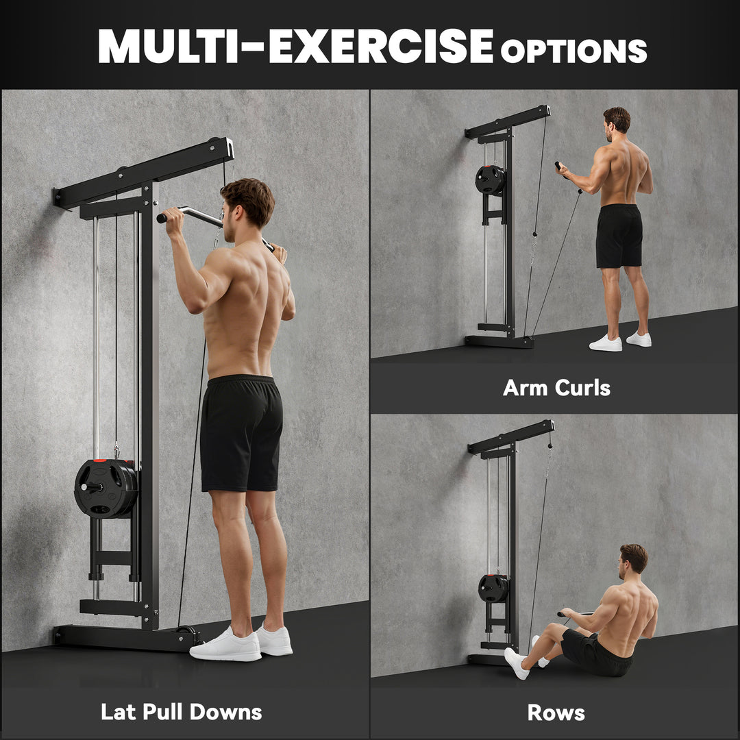 Wall Mounted Lat Pull Down Machine, Crossover Cable Machine with High & Low Pulleys for Home Gym Full Body Workout