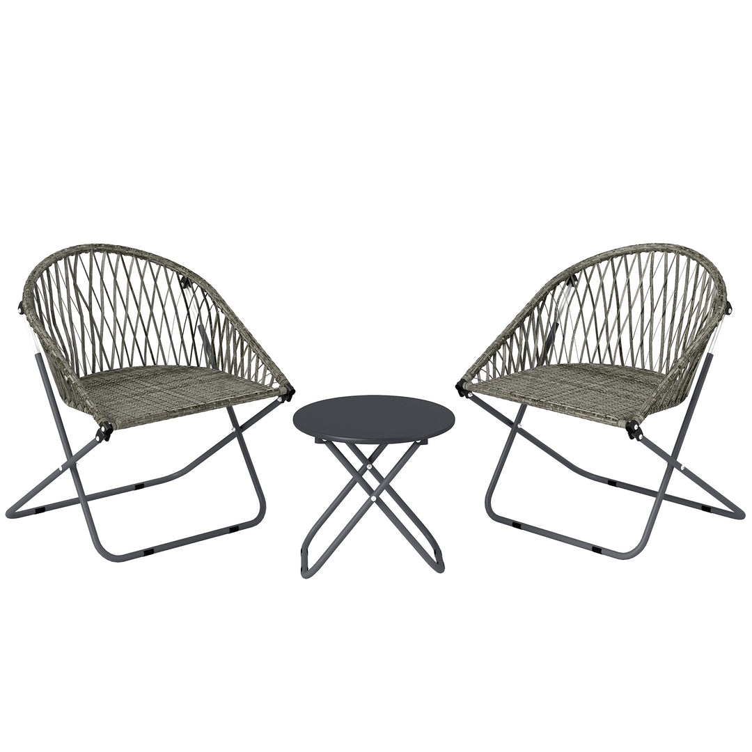 Patio Bistro Set, Folding Patio Furniture Set with 2 Chairs and Table,