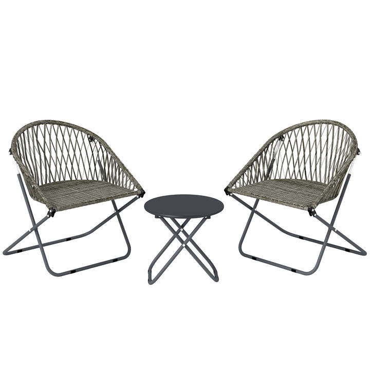Patio Bistro Set, Folding Patio Furniture Set with 2 Chairs and Table,