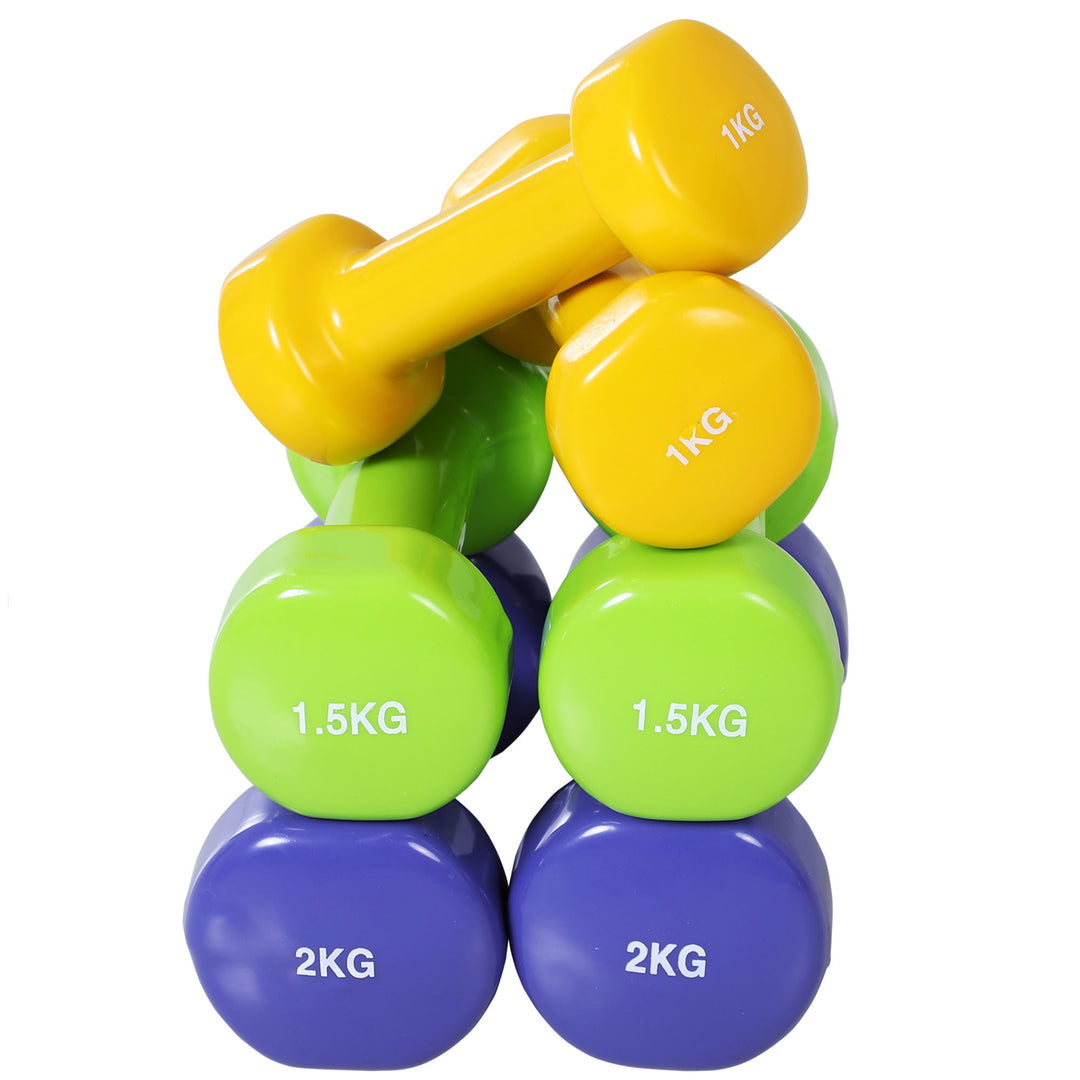 10KG Dumbbells Set with Carry Case, Hand Weights for Women and Men Home Gym Weight Lifting Training, Red, Yellow, Green, Purple