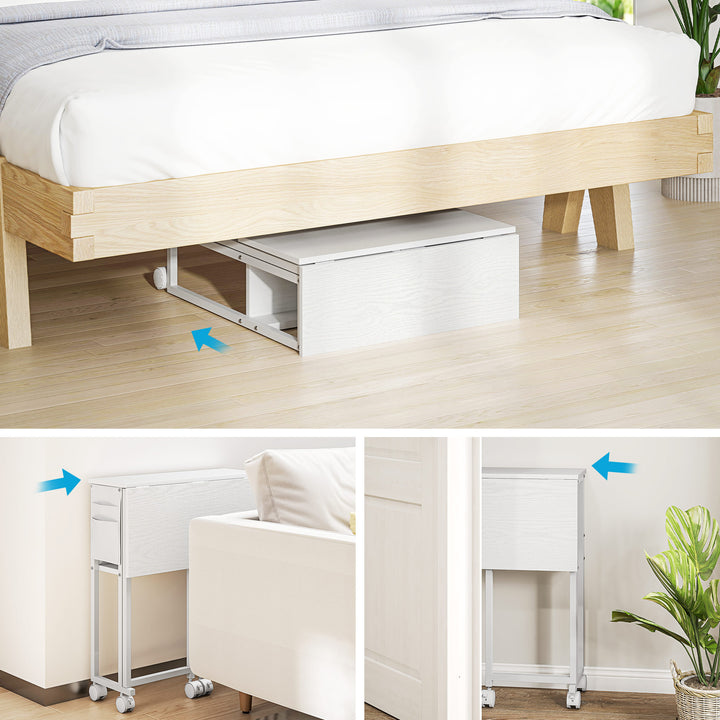 63 cm Drop Leaf Writing Work Desk - White