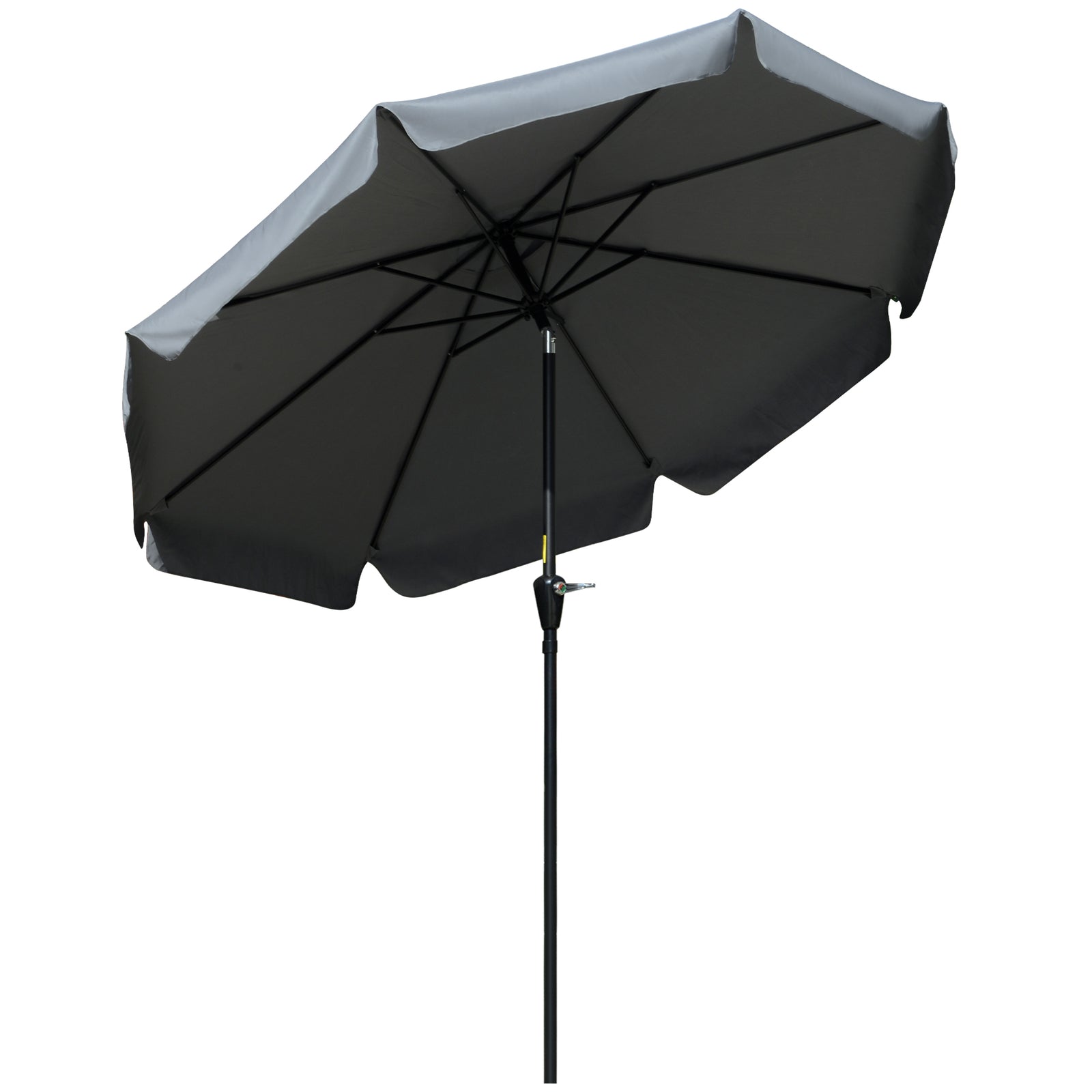 2.7m Patio Parasol Garden Umbrellas Outdoor Sun Shade Table Umbrella with Tilt, Crank, 8 Ribs, Ruffles, Grey