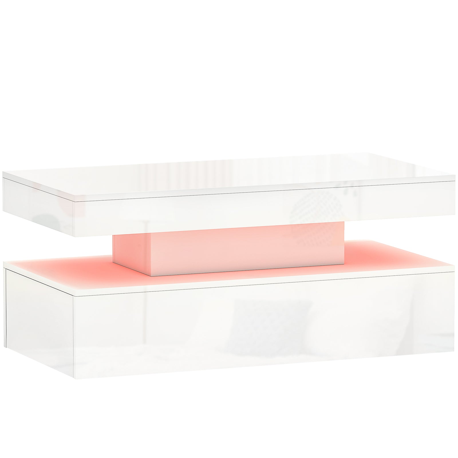 LED Coffee Table with Storage - High Gloss White