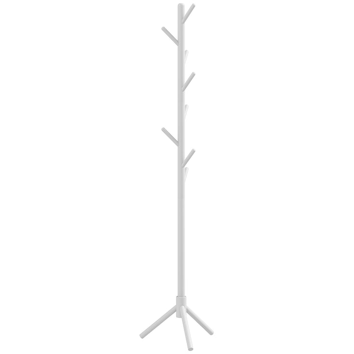 HOMCOM Eight-Hook Wooden Coat Rack - White | Aosom UK